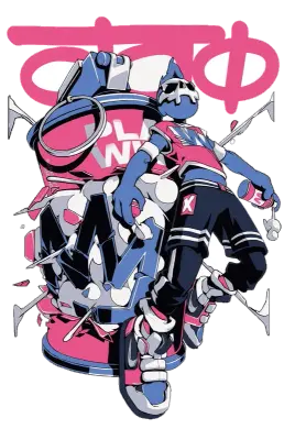 Sticker die-cut « Bonhomme Rose », collection Massive Medias
