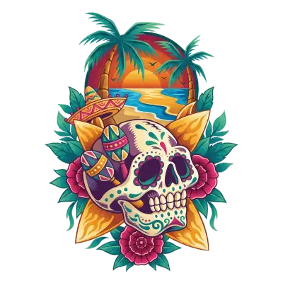 Sticker die-cut « Calavera Tropicale », collection Massive Medias