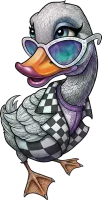 Sticker die-cut « Cane chic », oie à lunettes de soleil au motif damier