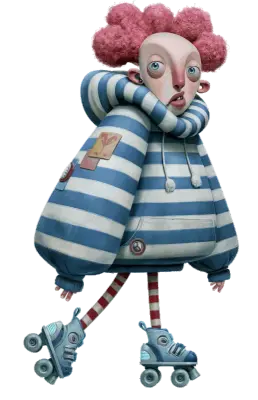 Sticker die-cut « Clown Patineur », collection Massive Medias