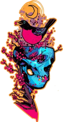 Sticker die-cut « Crâne Floral », collection Massive Medias