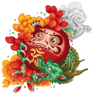 Sticker die-cut « Daruma Dragon », collection Massive Medias
