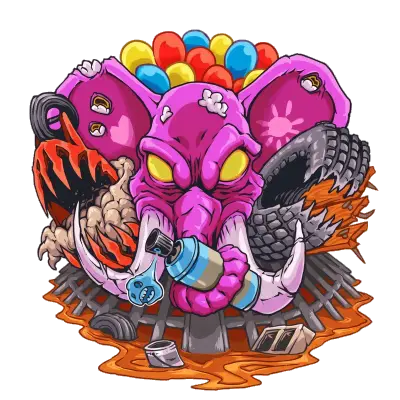 Sticker die-cut « Éléphant Graff », collection Massive Medias