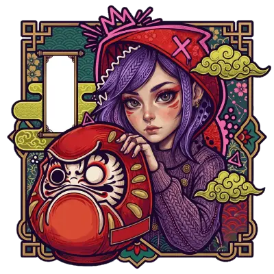 Sticker die-cut « Fille Daruma », collection Massive Medias