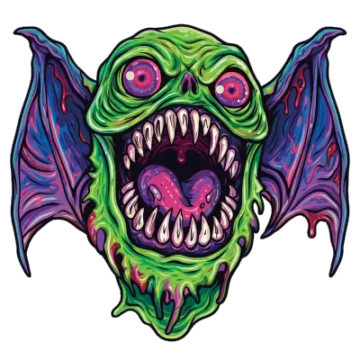 Sticker die-cut « Green Bat Monster », collection Massive Medias