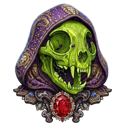 Sticker die-cut « Green Skull », crâne cyborg turquoise à mâchoire mécanique