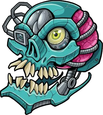 Sticker die-cut « Green Terminator Skull », collection Massive Medias