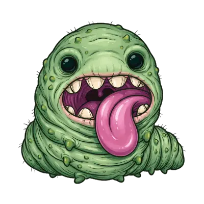 Sticker die-cut « Green Worm », collection Massive Medias