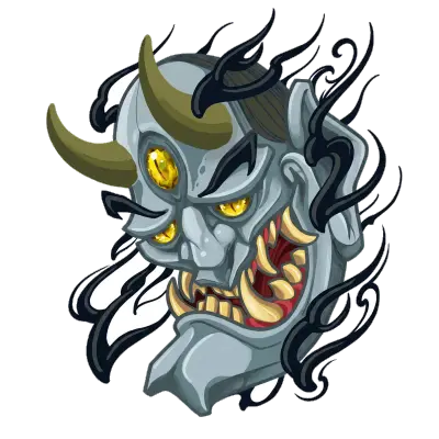 Sticker die-cut « Hannya Acier », collection Massive Medias