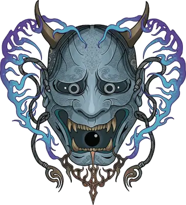 Sticker die-cut « Hannya Bleu », collection Massive Medias