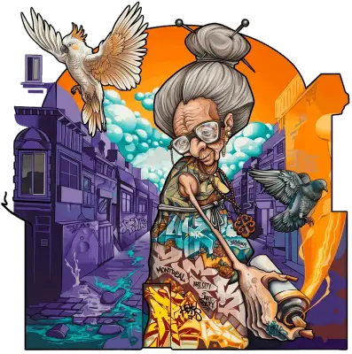 Sticker die-cut « Mami Mural », collection Massive Medias