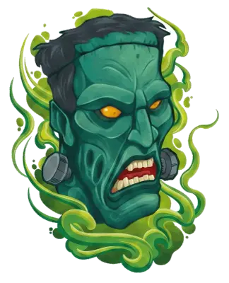 Sticker die-cut « Monstre Vert », collection Massive Medias