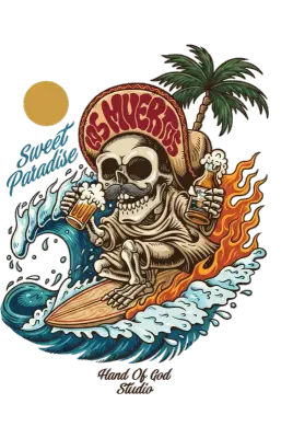Sticker die-cut « Muerto Surfeur », collection Massive Medias