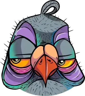 Sticker die-cut « Pigeon vitrail », gros oiseau coloré au bec proéminent, style graffiti