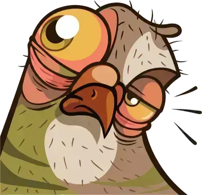 Sticker die-cut « Rapace roux », hibou grincheux au regard fâché