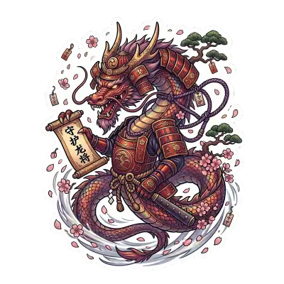 Sticker die-cut « Samourai Dragon », collection Massive Medias