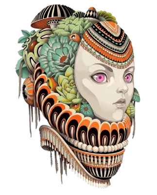 Sticker die-cut « Visage Chinoise », collection Massive Medias